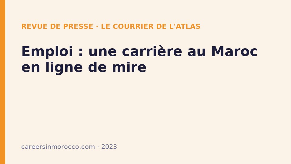 Emploi : une carrière au Maroc en ligne de mire